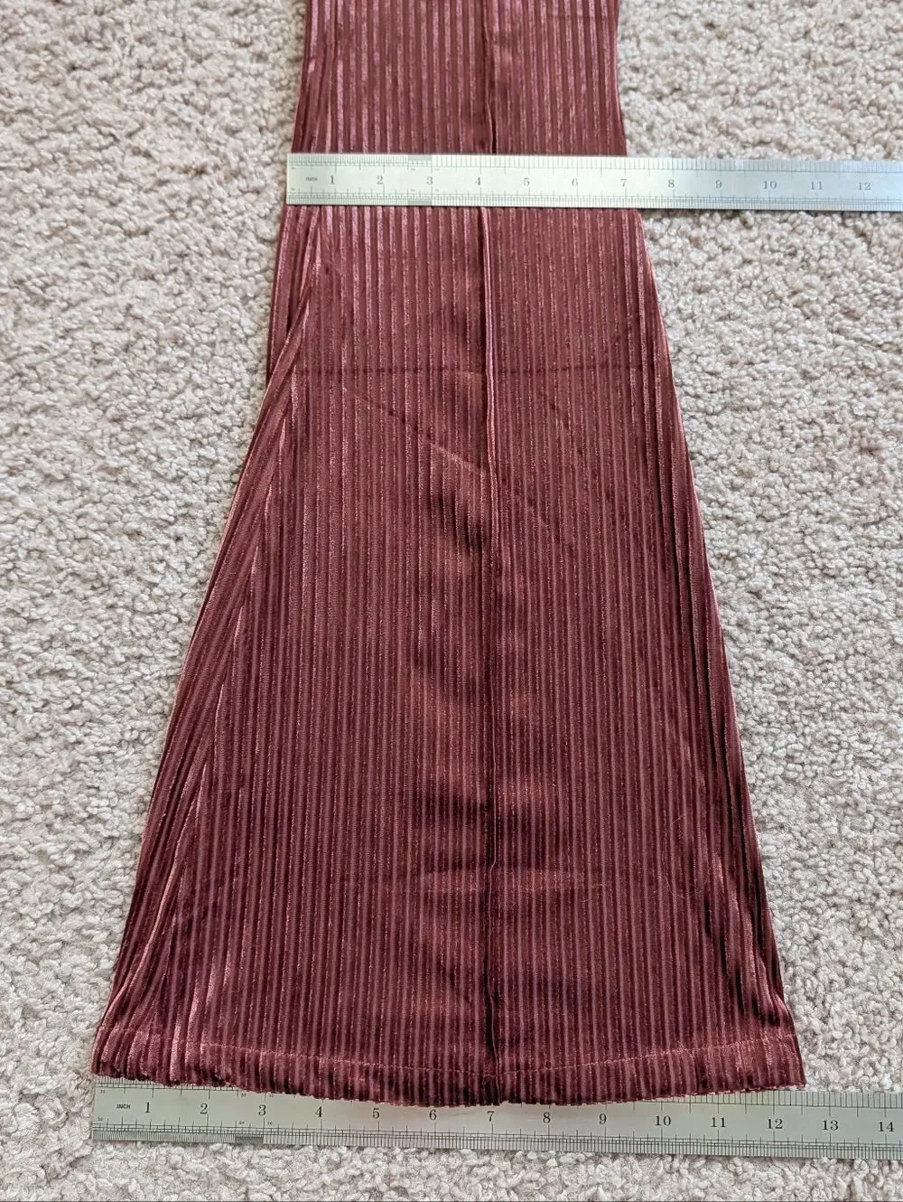 Passport Womens Rose Red Velvet Ribbed Button Front Top & Flare Pants Set Small